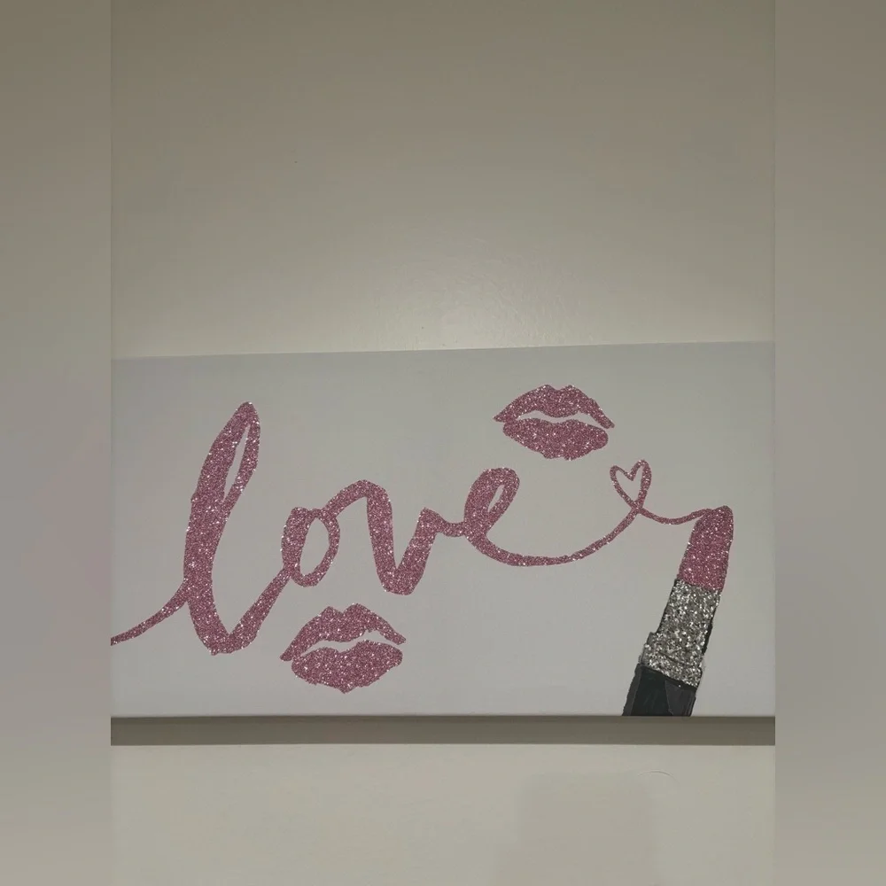 Pink Glitter Love Wall Art